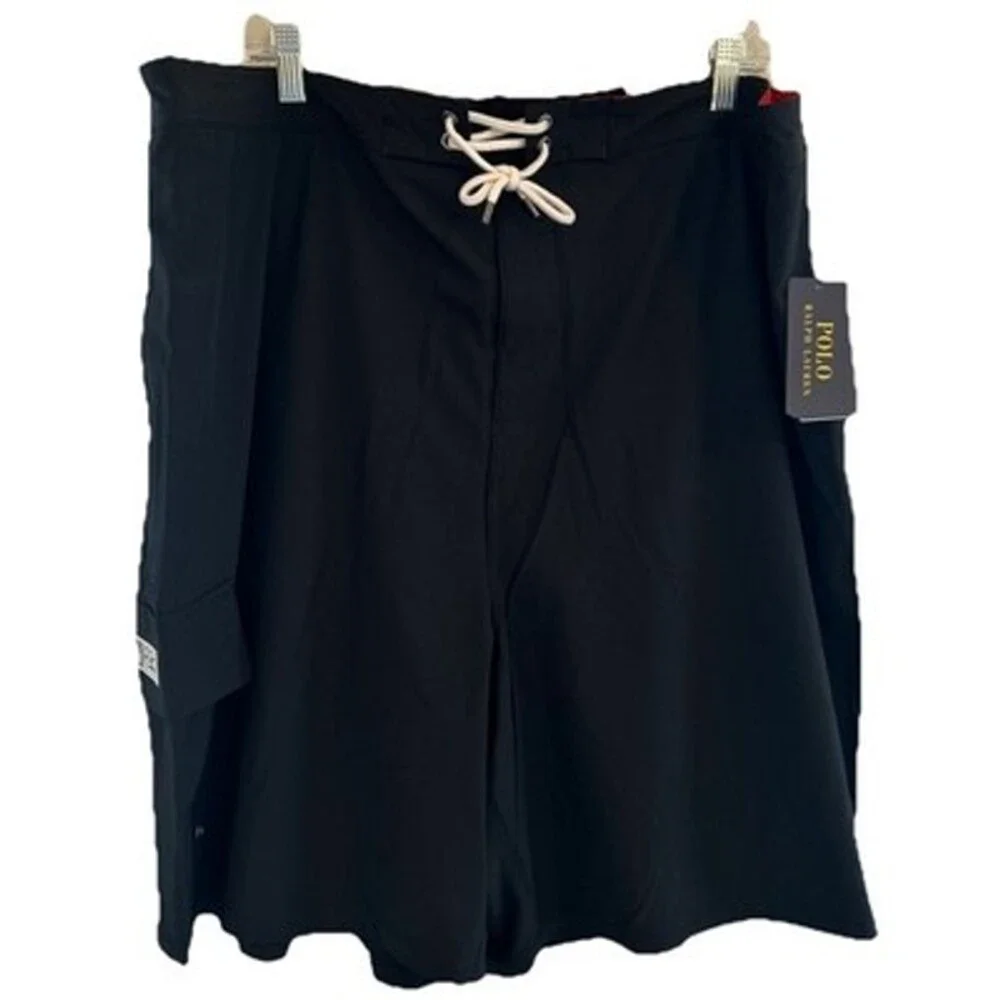 NWT Polo Ralph Lauren Men 4XB Kailua Board Shorts Swim Trunks Red Pony Black 9